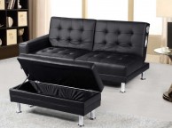 Sleep Design Knightsbridge Black Faux Leather Sofa Bed With Storage And Bluetooth Speakers Thumbnail