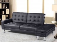 Sleep Design Knightsbridge Black Faux Leather Sofa Bed With Storage And Bluetooth Speakers Thumbnail