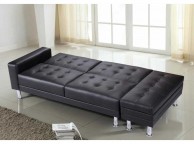 Sleep Design Knightsbridge Black Faux Leather Sofa Bed With Storage And Bluetooth Speakers Thumbnail