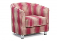 Sleep Design Vegas Red And Cream Fabric Tub Chair Thumbnail