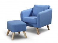 Sleep Design Longdon Sky Blue Fabric Chair And Footstool Thumbnail