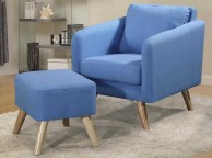 Sleep Design Longdon Sky Blue Fabric Chair And Footstool Thumbnail