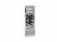 Birlea Lynx White with Grey Gloss 2 Door Combi Robe Thumbnail