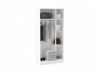 Birlea Lynx White With Grey Gloss 3 Door 2 Drawer Wardrobe with Centre Mirror Thumbnail