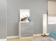 Birlea Lynx White With Grey Gloss 4 Drawer Chest of Drawers Thumbnail