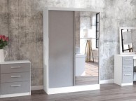 Birlea Lynx White With Grey Gloss Sliding Door Wardrobe with Mirror Thumbnail