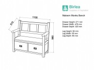 Birlea Malvern Oak Monks Bench Thumbnail