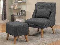 Sleep Design Shenstone Charcoal Grey Fabric Chair And Footstool Thumbnail