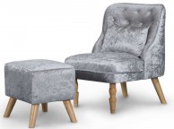 Sleep Design Shenstone Crushed Silver Velvet Fabric Chair And Footstool Thumbnail