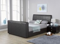 GFW Brooklyn 5ft Kingsize Black Faux Leather TV Bed Frame Thumbnail
