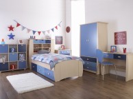 GFW Sydney 3ft Storage Bed Frame with Blue Detailing Thumbnail