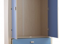 GFW Sydney Wardrobe with 2 Doors and 3 Drawers with Blue Detailing Thumbnail