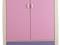 GFW Sydney Wardrobe with 2 Doors and 3 Drawers Pink and Lilac Thumbnail