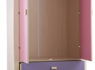 GFW Sydney Wardrobe with 2 Doors and 3 Drawers Pink and Lilac Thumbnail