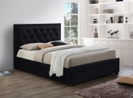 Birlea Woodbury 4ft6 Double Black Velvet Fabric Bed Frame With 4 Drawers Thumbnail