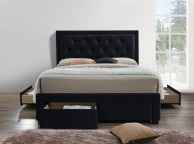 Birlea Woodbury 4ft6 Double Black Velvet Fabric Bed Frame With 4 Drawers Thumbnail