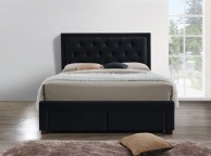 Birlea Woodbury 5ft Kingsize Black Velvet Fabric Bed Frame With 4 Drawers Thumbnail