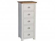 Sweet Dreams Cooper Pale Grey And Oak 5 Drawer Narrow Chest Thumbnail