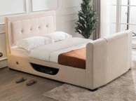 Flair Furnishings Juliet 5ft Kingsize Ottoman TV Bed In Oatmeal Fabric Thumbnail