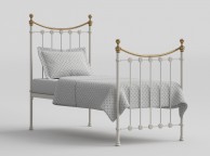 OBC Carrick 3ft Single White With Brass Metal Bed Frame Thumbnail