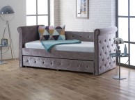 Limelight Zodiac Day Bed and Trundle Guest Bed in Plush Silver Fabric Thumbnail