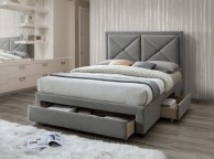 Limelight Cezanne 5ft Kingsize Grey Fabric Bed Frame With Drawers Thumbnail