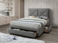 Limelight Cezanne 4ft6 Double Grey Fabric Bed Frame With Drawers Thumbnail