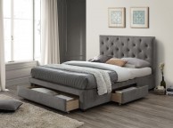 Limelight Monet 5ft Kingsize Grey Fabric Bed Frame With Drawers Thumbnail