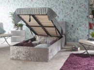 GFW End Lift Ottoman 3ft Single Silver Crushed Velvet Bed Frame Thumbnail