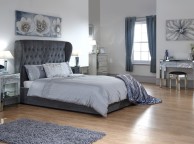 GFW Dakota 4ft6 Double Pewter Grey Upholstered Fabric Ottoman Bed Frame Thumbnail