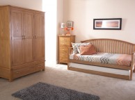 GFW Madrid 3ft Single Oak Finish Wooden Trundle Bed Thumbnail