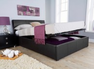 GFW Ascot 4ft6 Double Black Faux Leather Ottoman Bed Frame Thumbnail