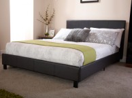 GFW Bed In A Box 3ft Single Black Faux Leather Bed Frame Thumbnail