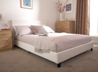 GFW Bed In A Box 5ft Kingsize White Faux Leather Bed Frame Thumbnail