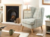 GFW Hamish Wing Chair In Aqua Check Thumbnail