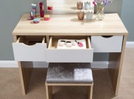 GFW Elizabeth Dressing Table Set In Oak And White Thumbnail