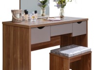 GFW Elizabeth Dressing Table Set In Walnut And Grey Thumbnail