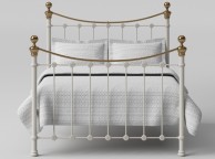 OBC Selkirk 4ft Small Double Glossy Ivory Metal Headboard Thumbnail