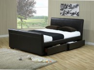 Time Living Houston 4ft6 Double Brown Faux Leather Bed With Drawers Thumbnail