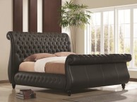 Time Living Swan Black 6ft Super Kingsize REAL LEATHER Bed Frame Thumbnail
