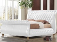 Time Living Swan White 6ft Super Kingsize REAL LEATHER Bed Frame Thumbnail
