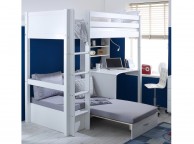 Thuka Nordic Highsleeper Bed 3 With Flat White End Panels, Desk And Silver Sofabed Thumbnail