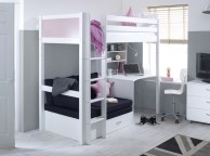 Thuka Nordic Highsleeper Bed 3 With Rose Colour End Panels, Desk And Black Sofabed Thumbnail