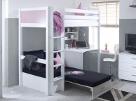 Thuka Nordic Highsleeper Bed 3 With Rose Colour End Panels, Desk And Black Sofabed Thumbnail