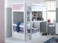 Thuka Nordic Highsleeper Bed 3 With Rose Colour End Panels, Desk And Silver Sofabed Thumbnail