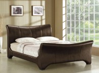 Time Living Wave 4ft6 Double Brown Faux Leather Bed Frame Thumbnail