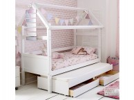Thuka Nordic Playhouse Bed 2 With Flat White End Panels And Trundle Bed With Drawers Thumbnail