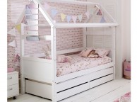 Thuka Nordic Playhouse Bed 2 With Flat White End Panels And Trundle Bed With Drawers Thumbnail
