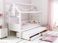 Thuka Nordic Playhouse Bed 2 With Grooved End Panels And Trundle Bed With Drawers Thumbnail