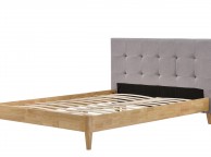 Sleep Design Disley 5ft Kingsize Grey Fabric And Oak Bed Frame Thumbnail